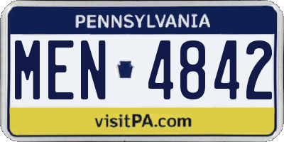 PA license plate MEN4842