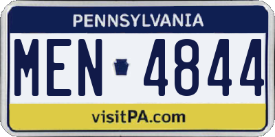 PA license plate MEN4844