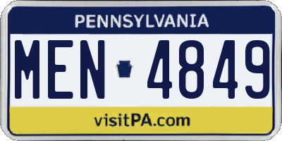 PA license plate MEN4849