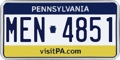 PA license plate MEN4851