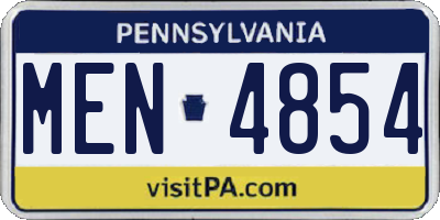 PA license plate MEN4854