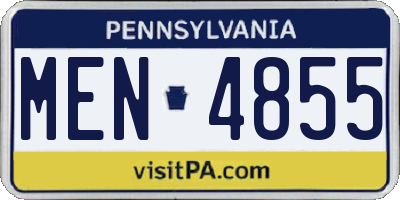 PA license plate MEN4855
