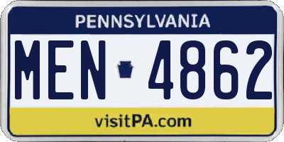 PA license plate MEN4862