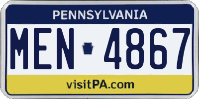 PA license plate MEN4867