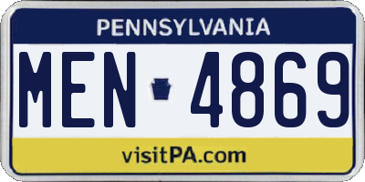 PA license plate MEN4869