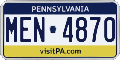 PA license plate MEN4870