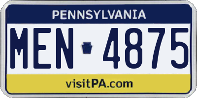 PA license plate MEN4875
