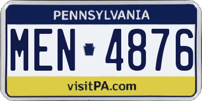 PA license plate MEN4876