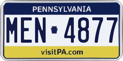 PA license plate MEN4877
