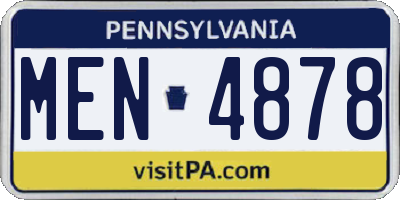 PA license plate MEN4878