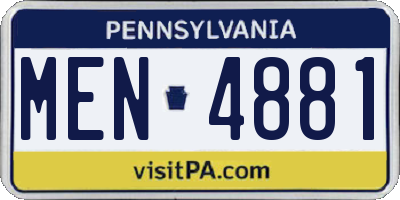 PA license plate MEN4881