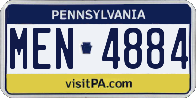 PA license plate MEN4884