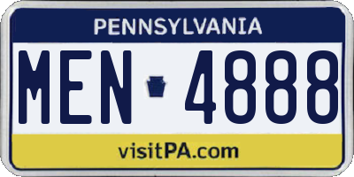 PA license plate MEN4888