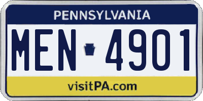 PA license plate MEN4901
