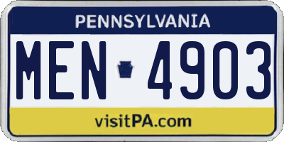 PA license plate MEN4903