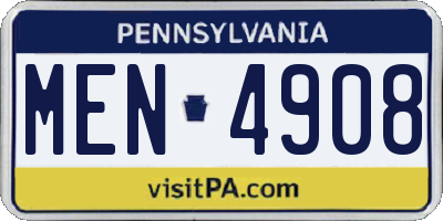 PA license plate MEN4908