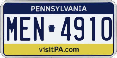 PA license plate MEN4910
