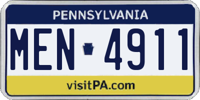 PA license plate MEN4911