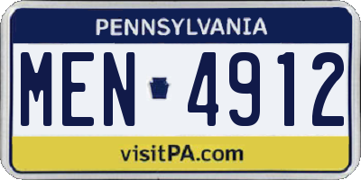 PA license plate MEN4912