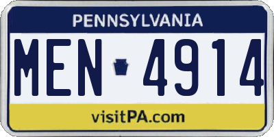 PA license plate MEN4914