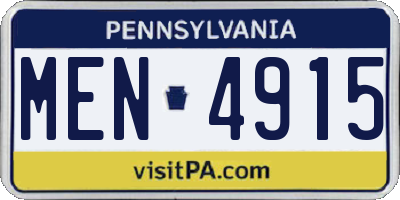 PA license plate MEN4915