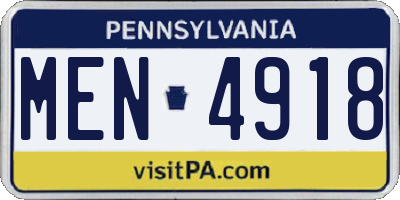 PA license plate MEN4918