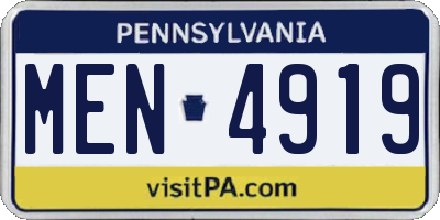 PA license plate MEN4919