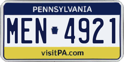 PA license plate MEN4921