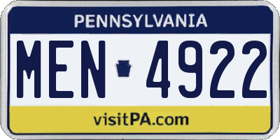 PA license plate MEN4922