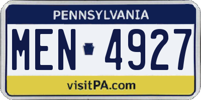 PA license plate MEN4927