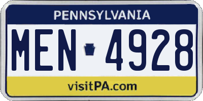 PA license plate MEN4928