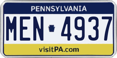 PA license plate MEN4937