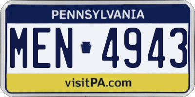 PA license plate MEN4943