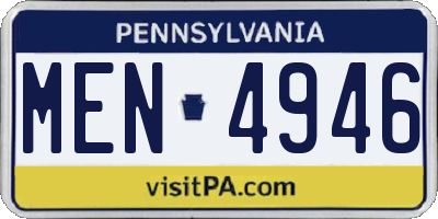 PA license plate MEN4946
