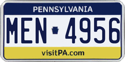 PA license plate MEN4956