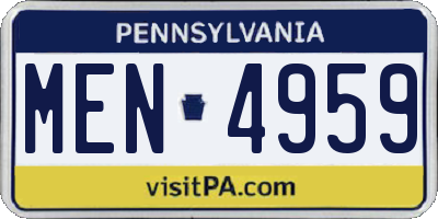 PA license plate MEN4959