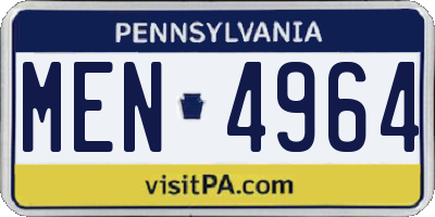 PA license plate MEN4964