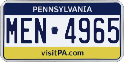 PA license plate MEN4965