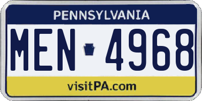 PA license plate MEN4968