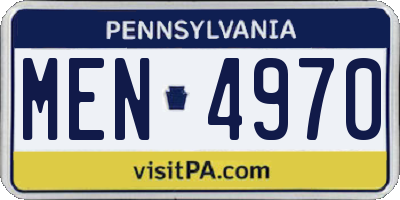 PA license plate MEN4970