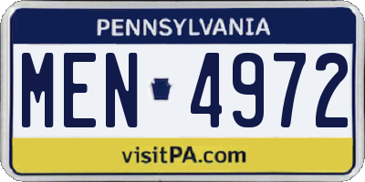 PA license plate MEN4972