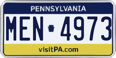 PA license plate MEN4973