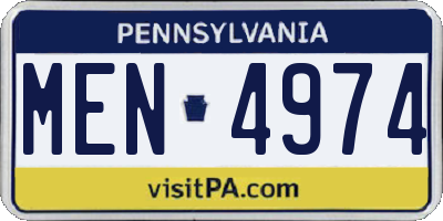 PA license plate MEN4974