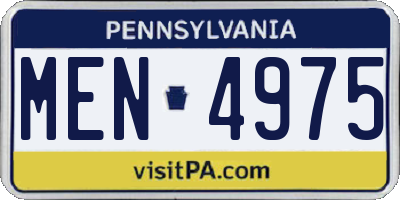 PA license plate MEN4975
