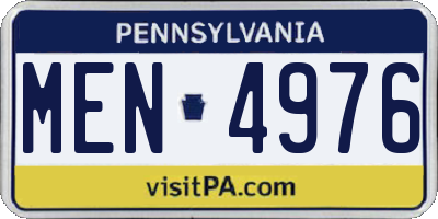 PA license plate MEN4976