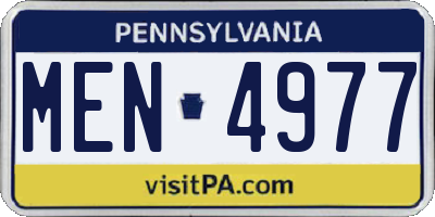 PA license plate MEN4977