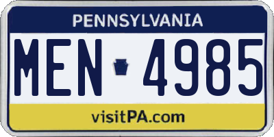 PA license plate MEN4985
