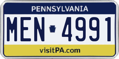 PA license plate MEN4991