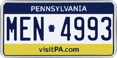 PA license plate MEN4993