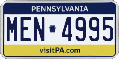 PA license plate MEN4995